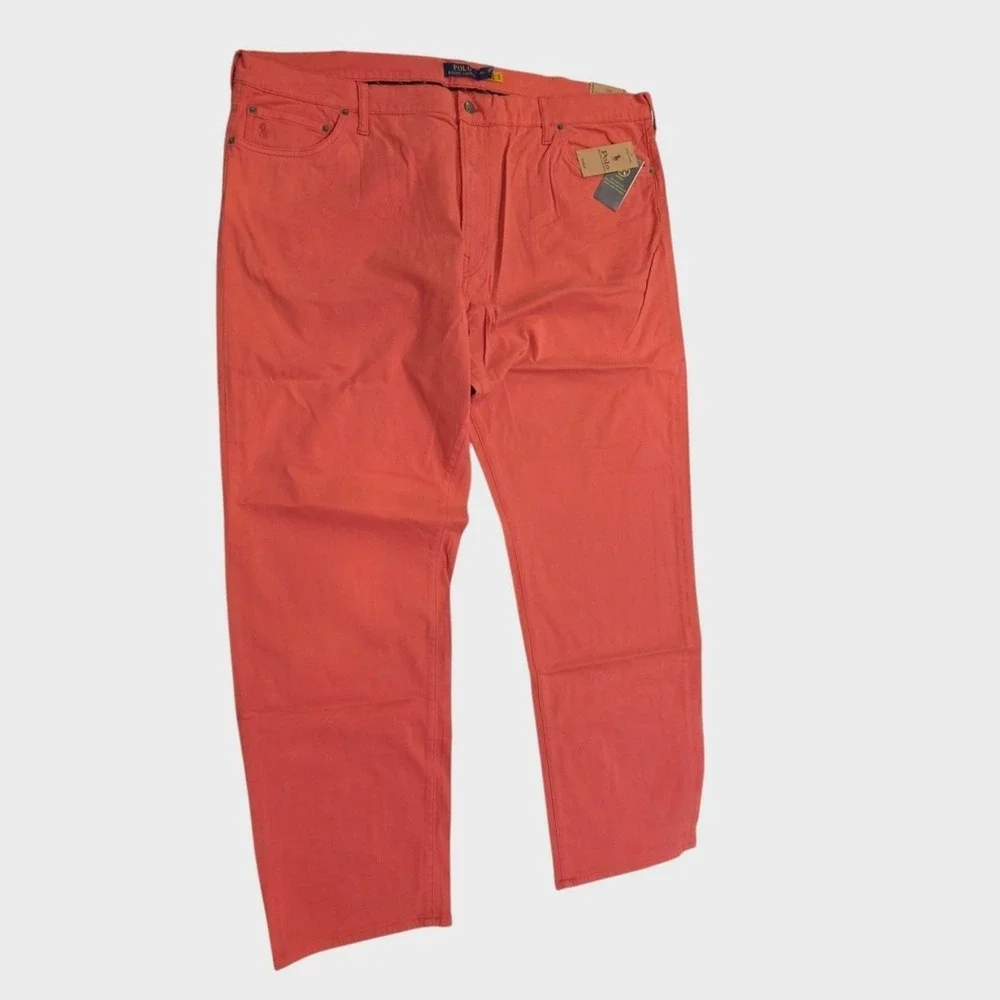 Polo Ralph Lauren Mens Varick Slim Straight Pants Red Salmon Pink 42B x 32